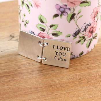 Personalised Romantic Valentines Keepsake Mini Folding Pewter Card, 2 of 6