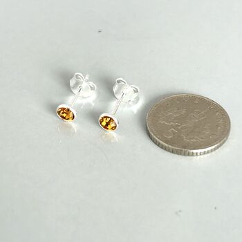 Sterling Silver Stud Birthstone November Earrings, 3 of 4