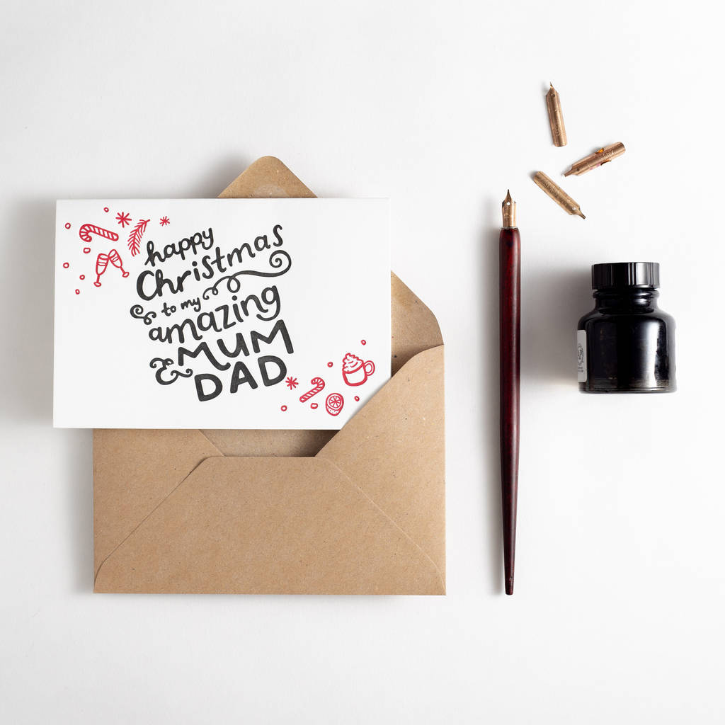 to my mum and dad letterpress christmas card by hunter paper co