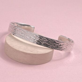 Sterling Silver Oak Bark Cuff, 3 of 4