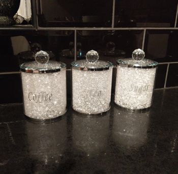 Tea Coffee Sugar Storage Jars With Swarovski Crystals, 2 of 4