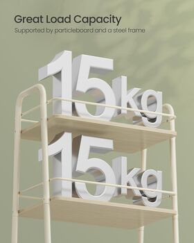 Three Tier Rolling Storage Trolley Fabric Basket, 5 of 7