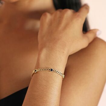 Blue Heart Crystal Chain Bracelet In Gold, 5 of 7