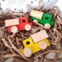 Handmade Set Of Three Primary Wooden Toy Trucks, thumbnail 1 of 3