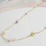Dainty Peridot Zircon Pearl Chain Necklace, thumbnail 4 of 12