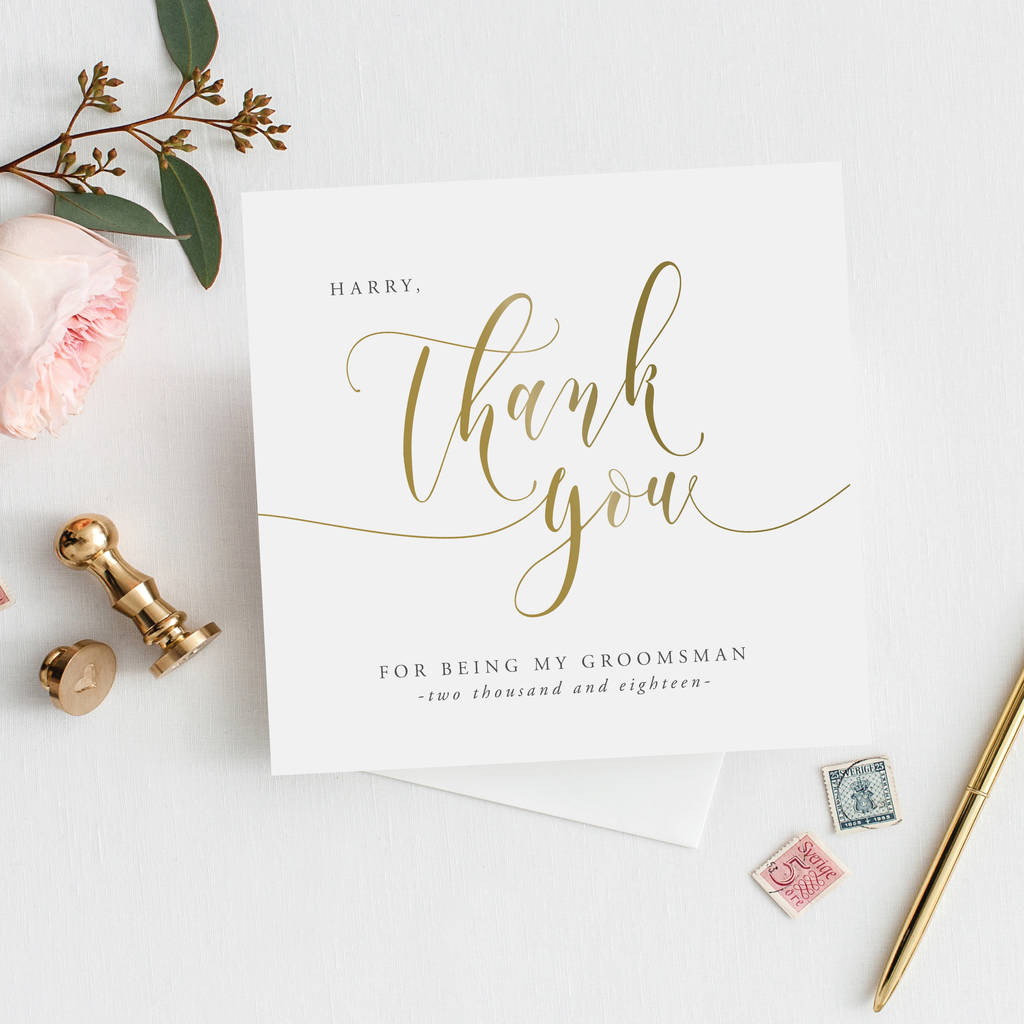 Groomsman Thank You Wedding Card | Gold Effect, 1 of 2