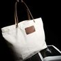 Natural Canvas Large Tote Bag With Leather Handles, thumbnail 1 of 3