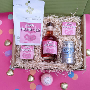 Personalised Valentines Gin And Spa Gift Box, 2 of 4