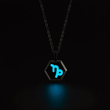 Capricorn Zodiac Glowing Pendant Necklace With Uv Keyring Torch, 4 of 12