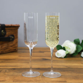 Personalised Block Initials Champagne Flute Set Of Two, 2 of 10