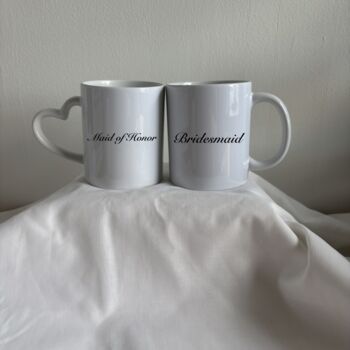 Bride, Groom, Bridesmaid, Maid Of Honour Wedding Mugs Optional Personalised Date, 2 of 4