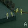 Sterling Silver Green Enamel Parakeet Parrot Earrings, thumbnail 1 of 12