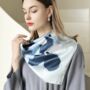 Blue Pink Pattern Silk Imitation Scarf Gifts For Women, thumbnail 1 of 6