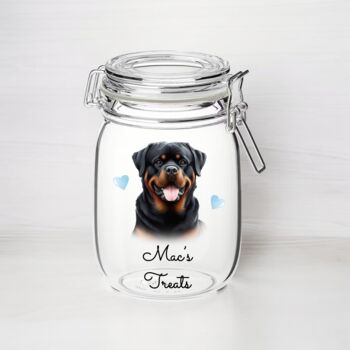 Personalised Rotterweiler Kilner Style Dog Treat Jar, 2 of 2