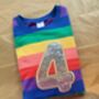 Chunky Glitter Aplique Number/ Initial Kids Rainbow Jumper, thumbnail 2 of 3