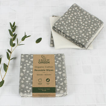Reusable Organic Cotton Facial Wipes Pack Of Five, 2 of 9