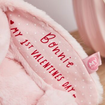 Personalised My 1st Valentine's Day Pink Bunny Soft Toy, 3 of 3