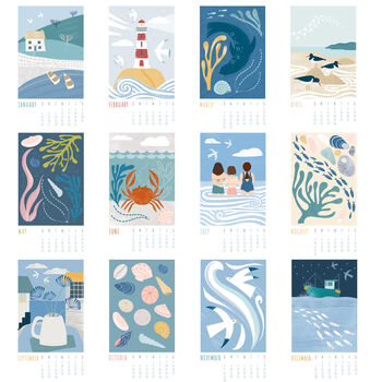 2025 Coastal Illustrated Mini Wall Calendar, 5 of 6