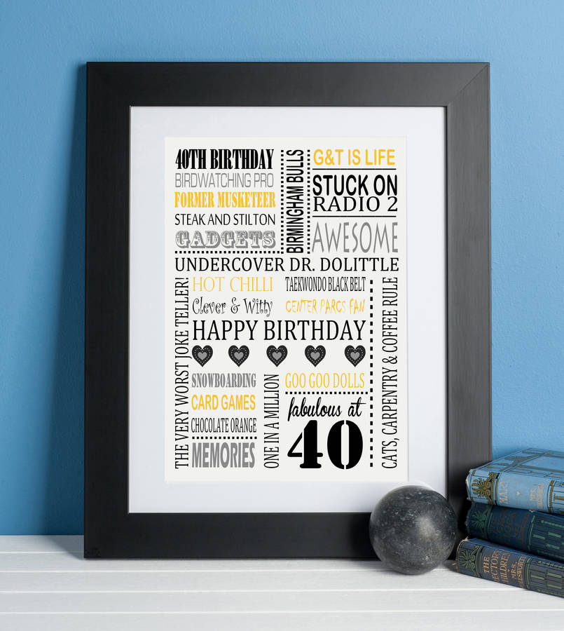 40th Birthday Print By Lisa Marie Designs