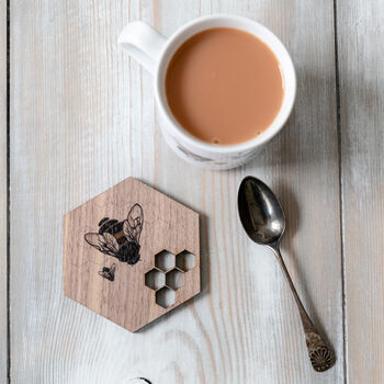 Bumble Bee Mug And Matching Wooden Coaster, 3 of 6