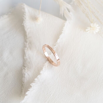 Star Engraved Ring Band In Solid Rose Gold, 2 of 8