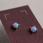 Blue Opal Sterling Silver Gold Stud Earrings, thumbnail 3 of 5