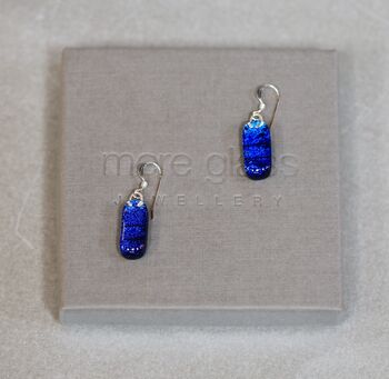 Sapphire Blue Fused Glass Drop Earrings, 2 of 12