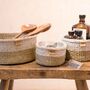 Chali: Charcoal And Sand Duo Colour Block Woven Basket, thumbnail 1 of 9