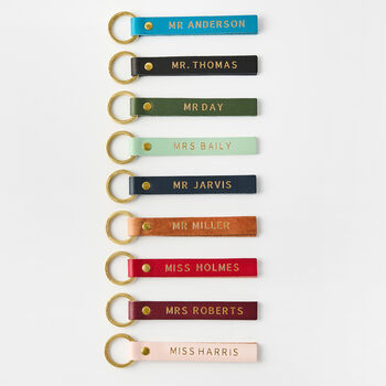 Personalised Leather Keyring Teacher Gift, 2 of 3