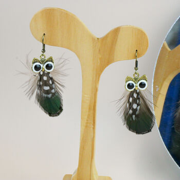 Hand Painted Owl Feather Earrings, 5 of 6