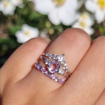 Pink Sapphire And Pink Amethyst Half Eternity Band, 4 of 12