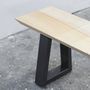 Wood And Steel Dining Table And Bench Set, thumbnail 4 of 7