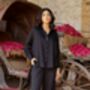 Black Hand Embroidered Evil Eye Shirt And Pant Set Of Two, thumbnail 2 of 3