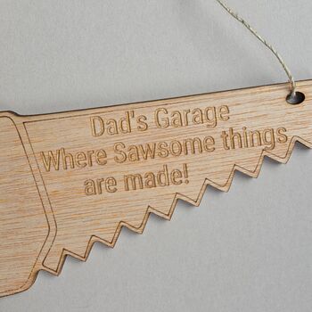 'Dad's Garage' Wooden Saw Hanging Sign, 2 of 2