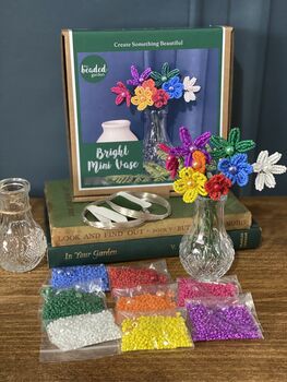 Beginner's Bright Mini Vase Of Flowers Craft Kit, 2 of 4
