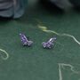 Sterling Silver Amethyst Purple Cz Marquise Cluster Stud Earrings, thumbnail 6 of 11