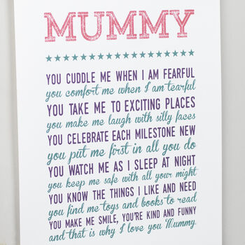 Why I Love You Mummy Poem Print, 4 of 10