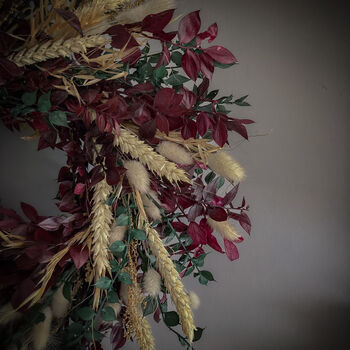 Christmas Dried Ruscus Wreath With Bunny Tails, 2 of 7