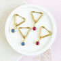 Triangle Huggie Earrings With Birthstone Detail, thumbnail 3 of 12