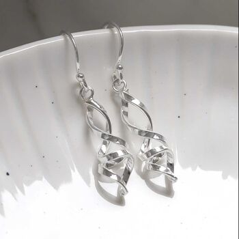 Sterling Silver Abstract Twist Earrings, 4 of 5