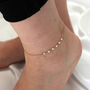 Sterling Silver And Pearl Hammered Trace Anklet, thumbnail 4 of 9