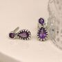 Teardrop Sterling Silver Amethyst Stud Earrings, thumbnail 5 of 10