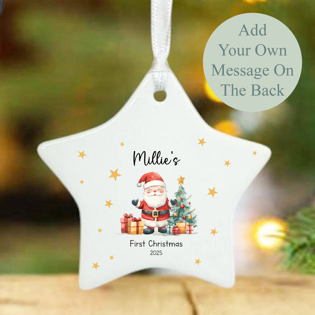 Personalised 1st Christmas Bauble Santa And Tree Keepsake, 1 of 4