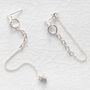 Sterling Silver Circle And Bar Chain Stud Earrings, thumbnail 3 of 6