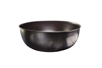 Hammered Solid Copper Farmhouse Kitchen And Bathroom Sink, 400 Mm Diameter, 8 of 11