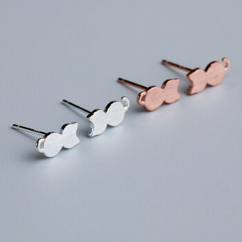 Brushed Sterling Silver Cat Stud Earrings, 2 of 5