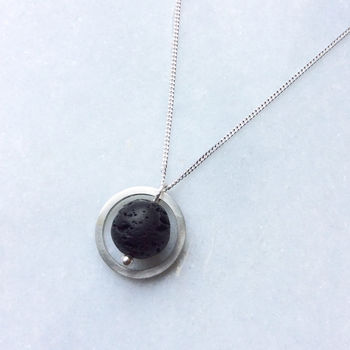 Sterling Silver Circle Lava Stone Diffuser Necklace, 3 of 4