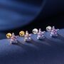 Sterling Silver Purple Amethyst Cz Flower Flat Back Earrings, thumbnail 1 of 8