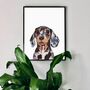 Personalised Dappled Dachshund Dog Print, thumbnail 4 of 5