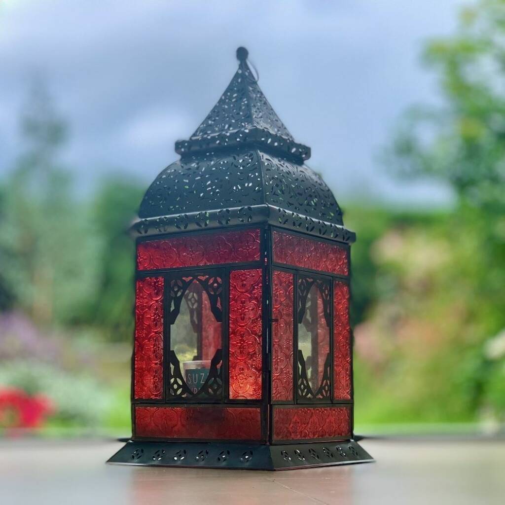 Tall Handmade Indian Red Lantern, 1 of 3